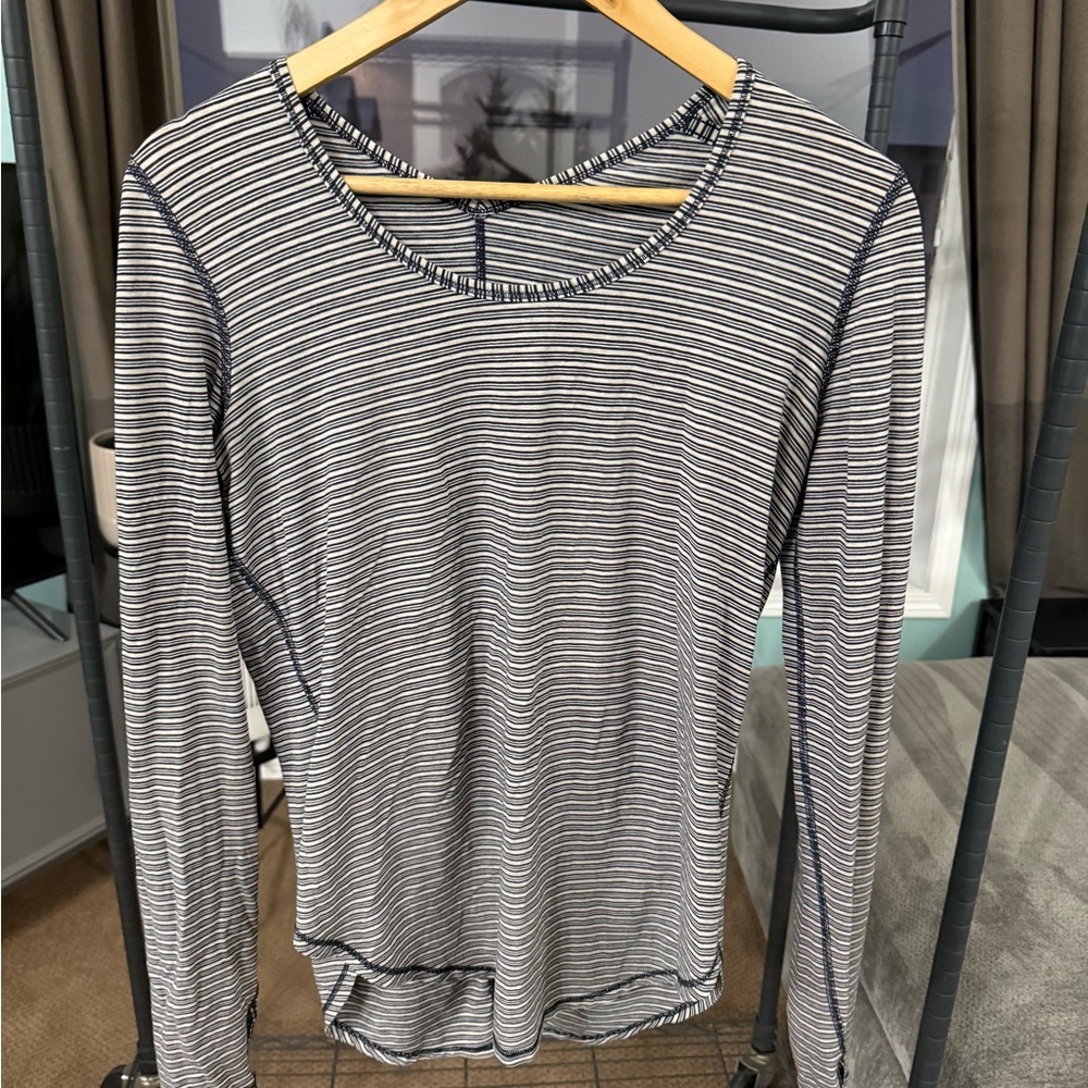 lululemon athletica Navy and White Striped Love Long Sleeve